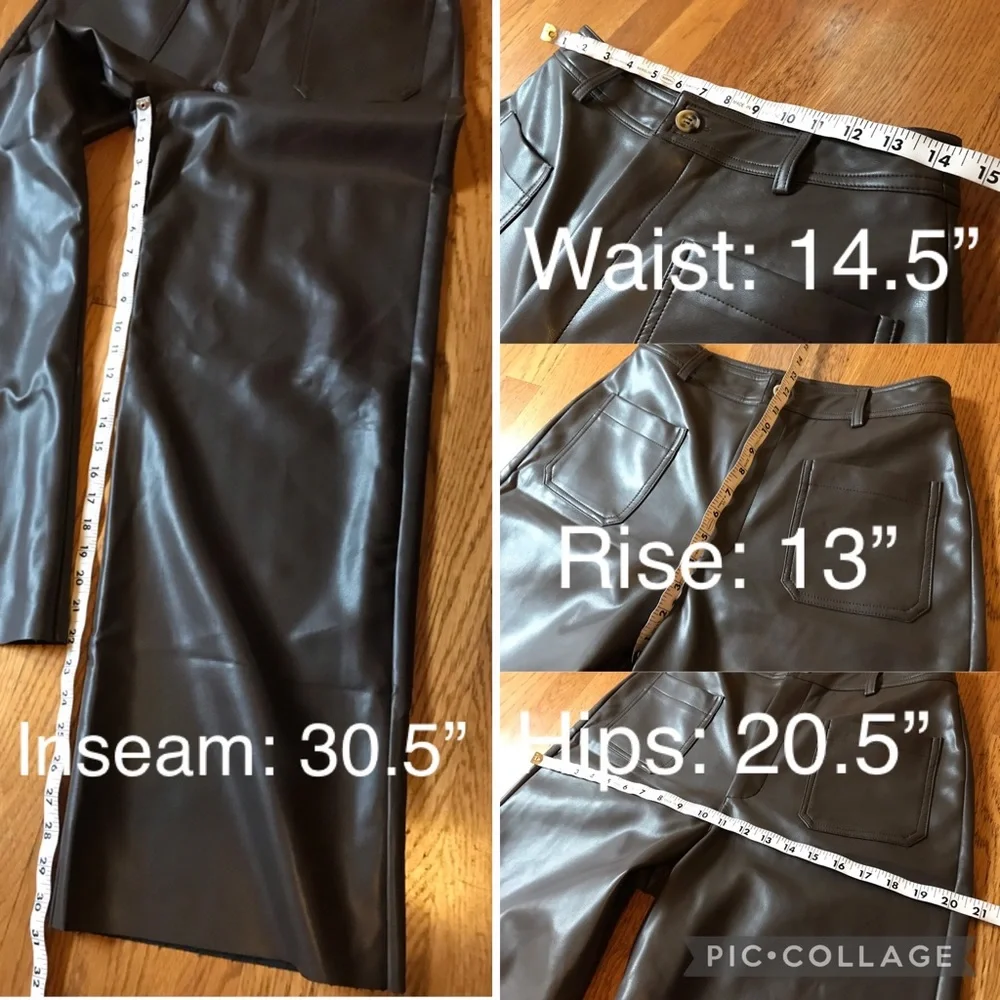 NWT Faux leather High waist wide leg  pants Dark brown size M - Picture 16 of 16